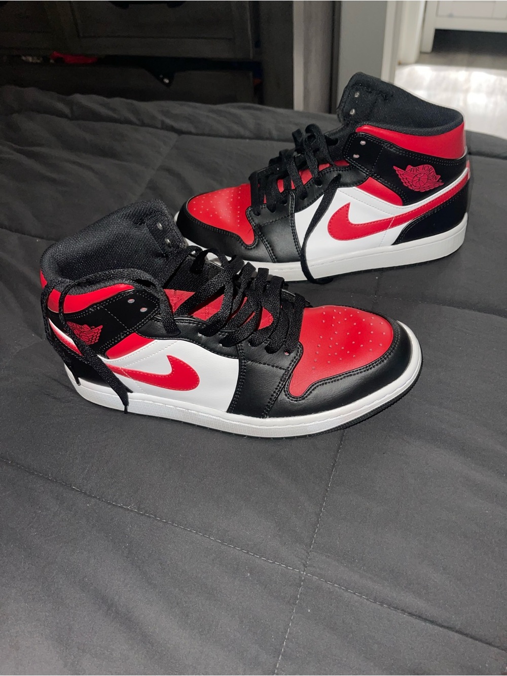Nike Red, Black & White Air Jordan 1 Mid Sneakers